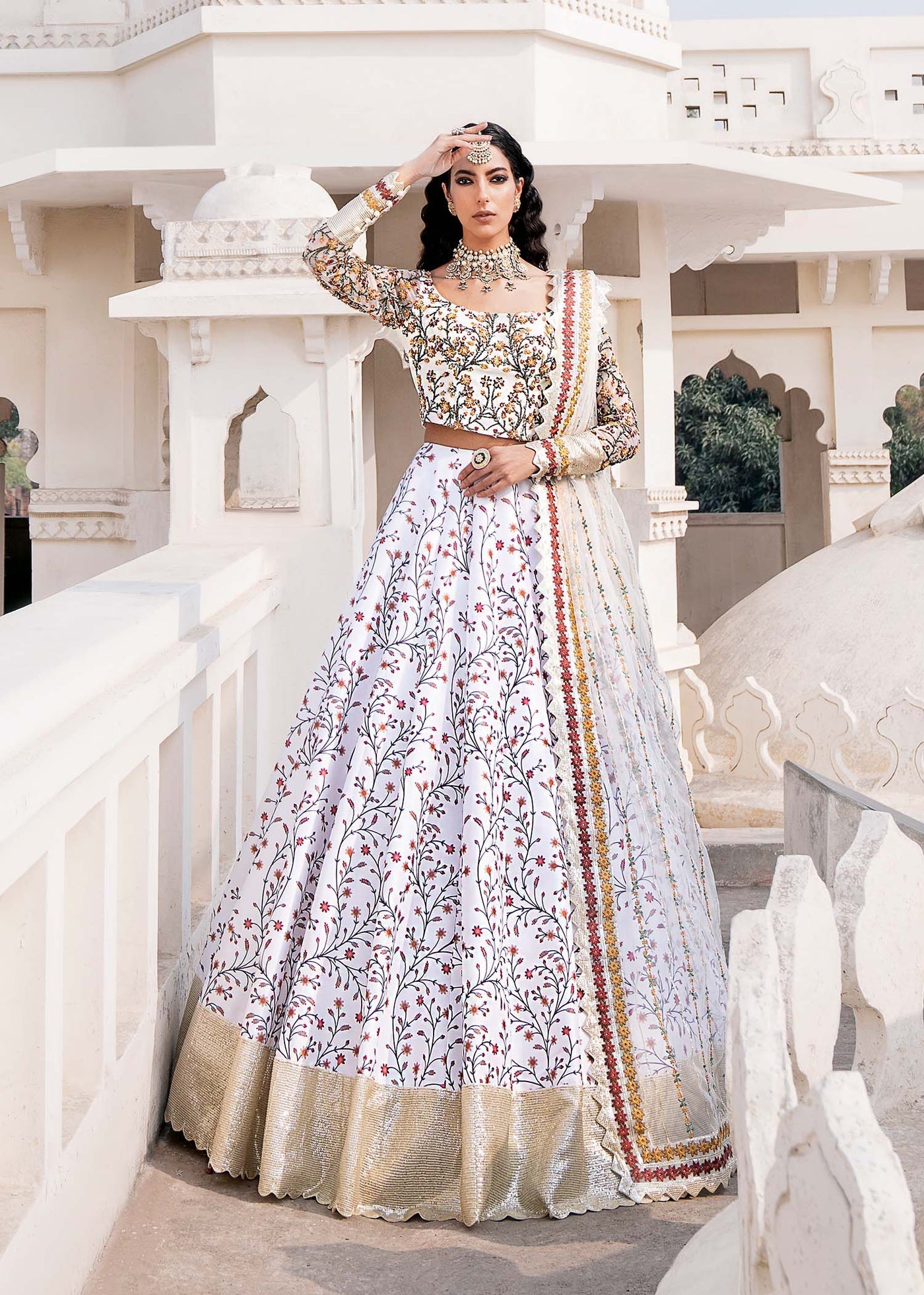 White Color Lehenga Choli for Bridal With Embroidered Work