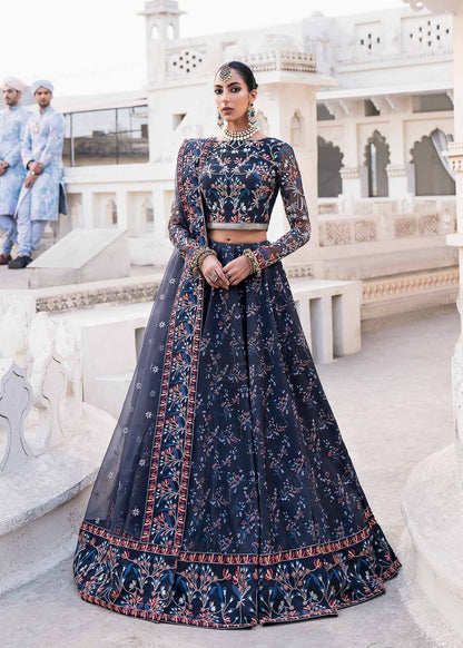 Blue Color Bridal Lehenga Choli for Wedding in Korean Raw Silk With Heavy Work