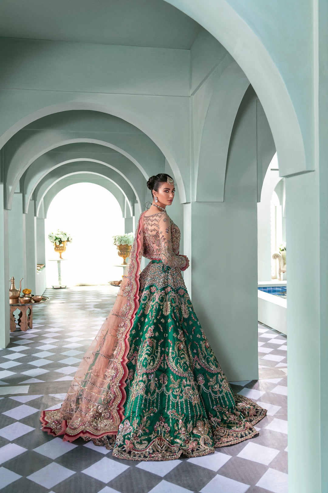 Republic Couture Lehenga B-15 | Pakistani Indian Mehndi Wedding Dress embroidery Lehenga choli maxi bridal Outfit